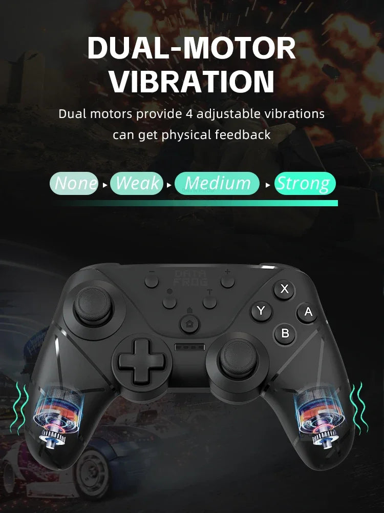 Data Frog Wireless Game Controller for Switch Console/Lite/OLED | NFC, Turbo, Vibration Adjustment Gamepad Joystick