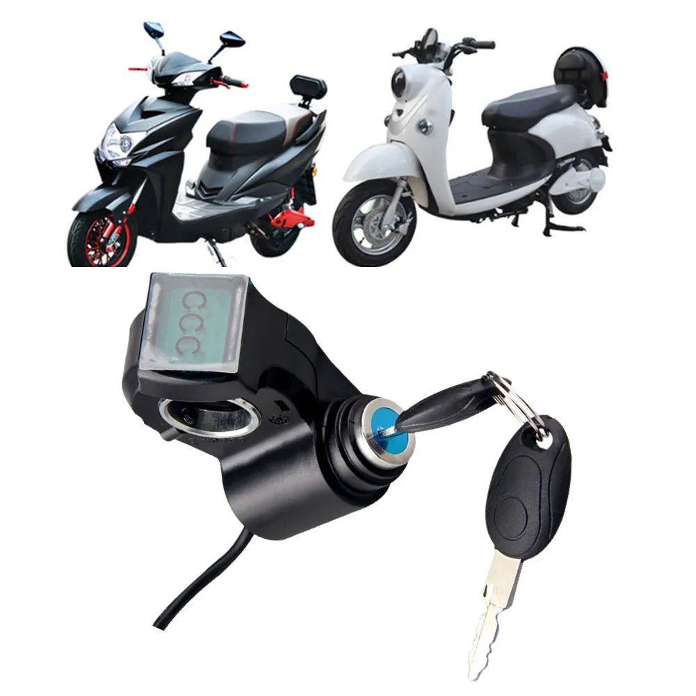 E-Bike Thumb Throttle With Key Lock And Battery Level Display 24V-72V Electric Scooter Grip 7/8 Inch Handlebar Twist Accelerator