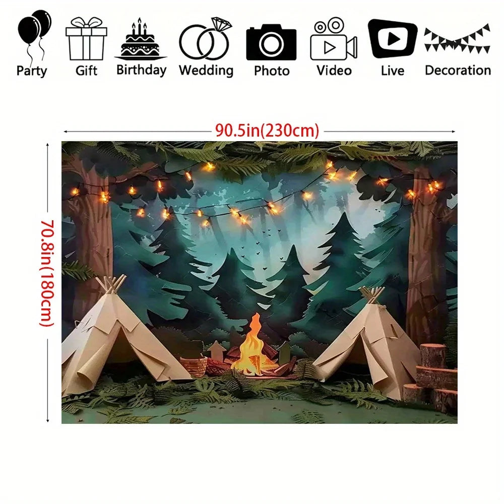 1 Photography Camping Background - Forest Scene Party Background with