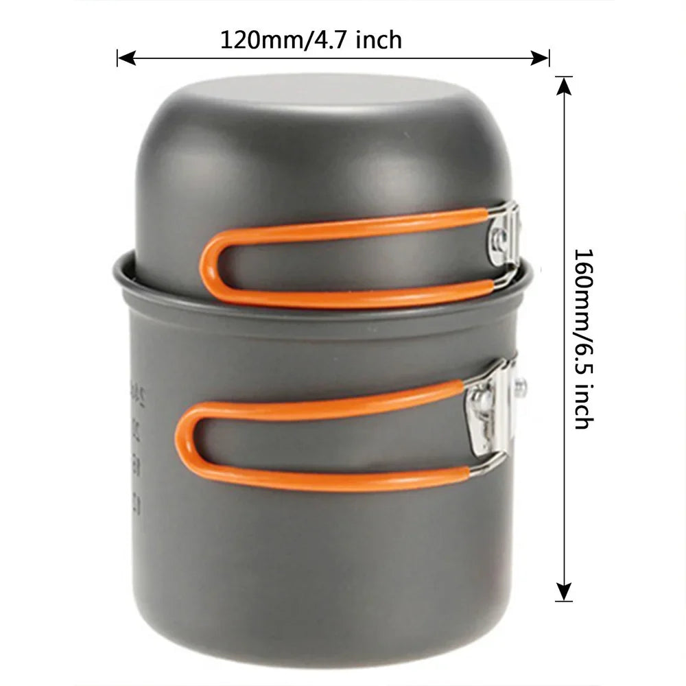 Camping Cookware Kit with Stove Outdoor Cooking Set  Outdoor Pot Travel Tableware Kitchen Hiking Picnic BBQ