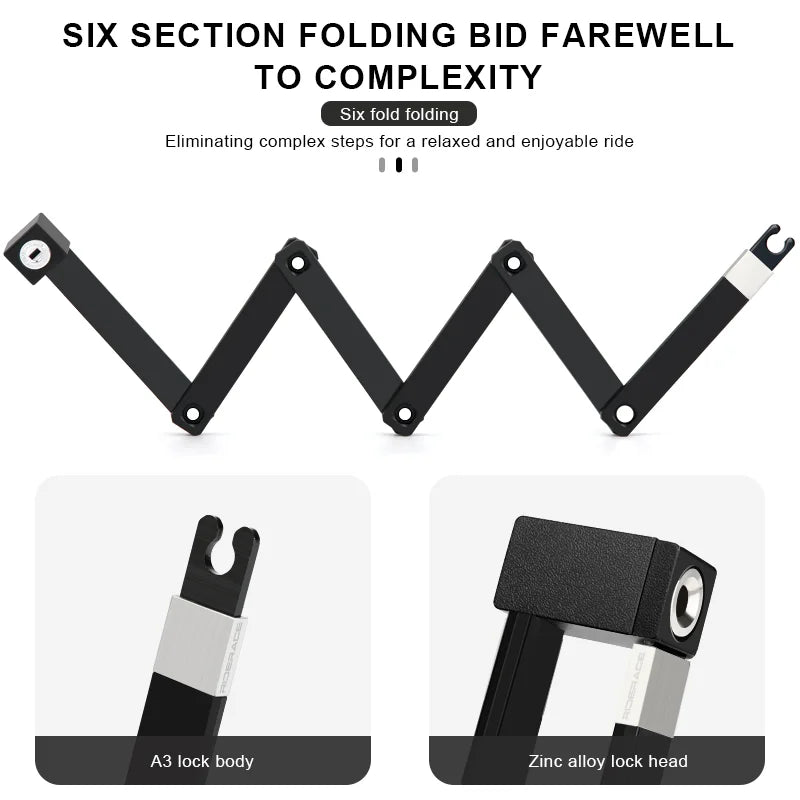RIDERACE Foldable Bicycle Lock Portable High Security Anti-Theft MTB Bike Scooter Electric E-Bike Road Cycling Chain Locks