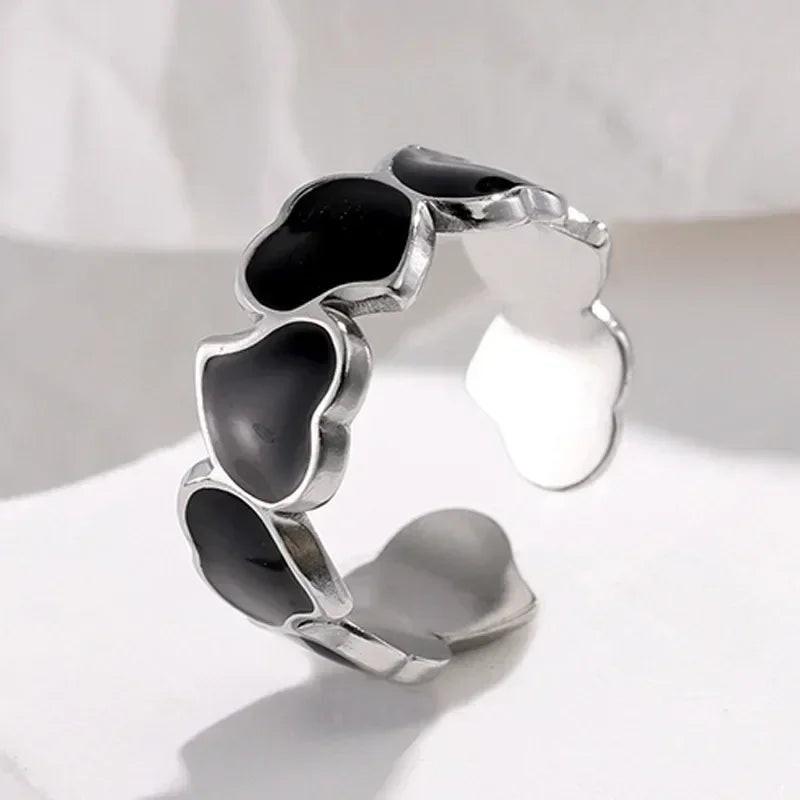 Vintage White Enamel Metal Irregular Shape Geometric Open Adjustable Ring for Women Girl Jewelry Birthday Gifts Anillo Hombre