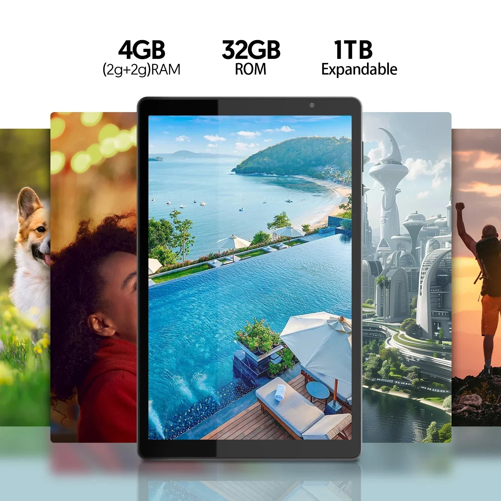 Latest Android 14 Tablet, 10-inch Tablet, Quad-core Processor, 5G WiFi, 4GB ROM + 32GB RAM, 1280*800 Resolution, 6000mAh Battery