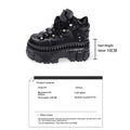 2025 Woman Sneakers New Punk Style Women Shoes Gothic Ankle Rock Boots Lace-up Heel Height Platform Shoes Woman Metal Decor