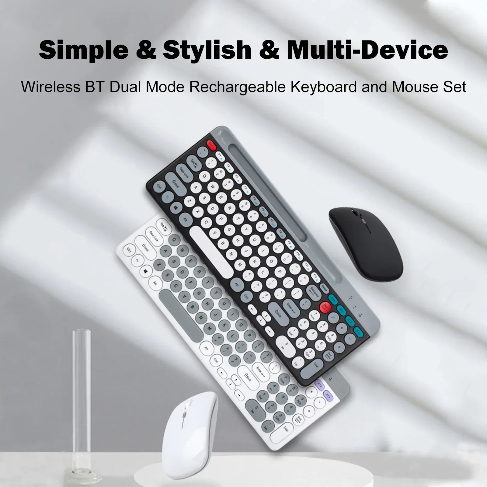 Dual-mode Wireless Keyboard & Mice Combo 2.4G Bluetooth 5.0 Membrane Keyboards BT 3-Channels Rechargeable Key Board Mouse for PC