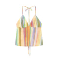 CHARMCHANT Women's Colorful Stripe Two Piece Outfit Halter Backless Tie Top Wide Leg Trousers Holiday Matching Suit Summer 2026