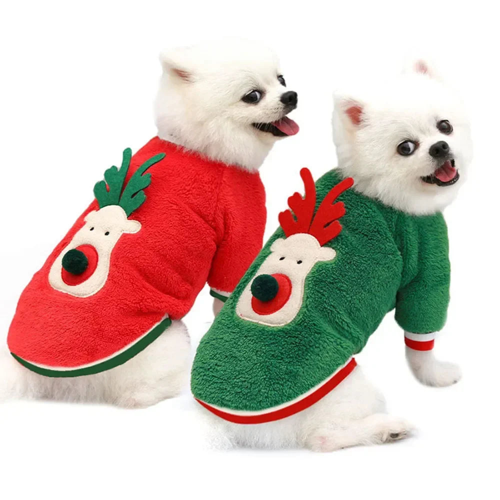 Dog Hoodies Christmas Halloween Dog Holiday Sweater Coat Puppy Snow Elk Reindeer Snowman Cosplay Clothes for Dog Pet Cat Costume