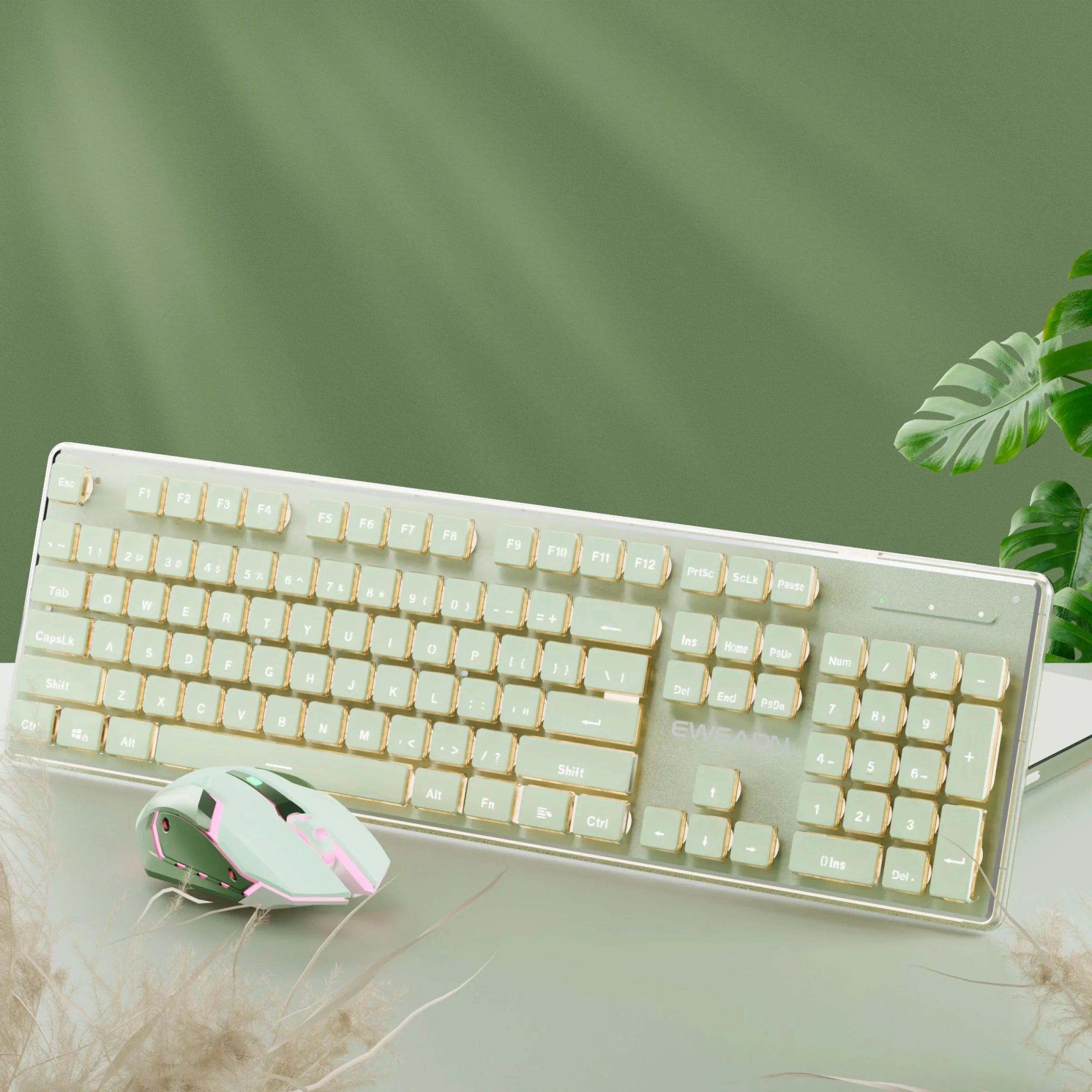 EWEADN Wireless Gaming Keyboard and Mouse Set, 104 Silent Keys, Backlit, All-Metal Panel, Ergonomic, Quiet Typing