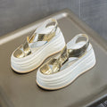 Fujin 8cm PU Patent Synthetic Microfiber Leather Chunky Sneakers Slippers Platform Wedge Sandals Slipper Flats Women Shoes