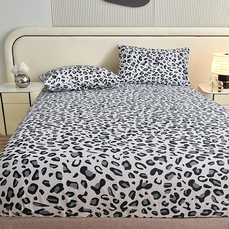 3Pcs/Set or 1Pcs Leopard Print Fitted Sheet, Animal Pattern Bedding Set with Pillowcases, Soft Microfiber Bed Sheet for Bedroom