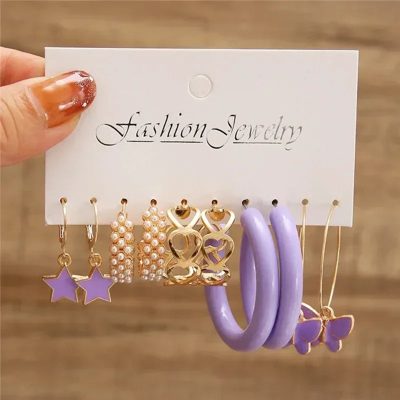 LETAPI Vintage Gold Color Circle Earrings for Women Girls Geometric Twist Dangle Earring Set New Fashion Jewelry Party Gifts