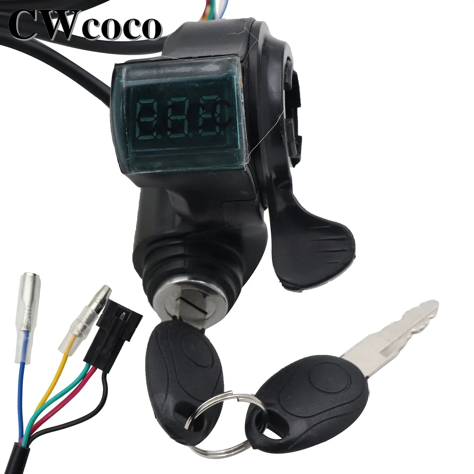 Electric Bicycle Thumb Throttle Voltmeter Digital Voltage Display Red Screen Lock Speed Control Electric E-Bike Turning Handle