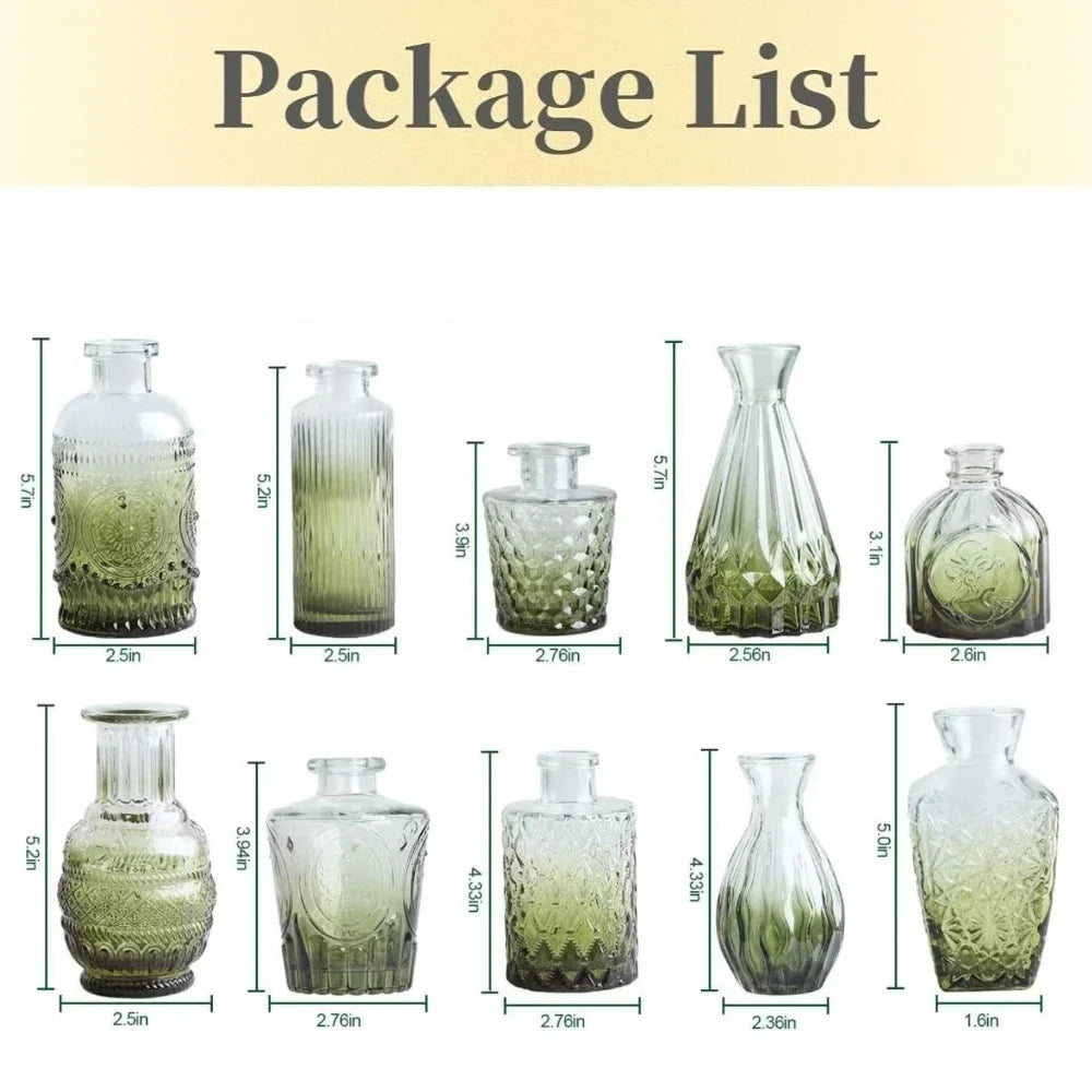 10/20pcs Mini Glass Vase Modern Clear Hydroponic Flower Vase Retro