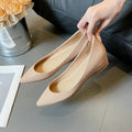 Women Low Heels 5cm Internal Height Increasing Shoe Fashion Flats Women Shoes Pointed Toe Patent Leather Office Driving Shoes