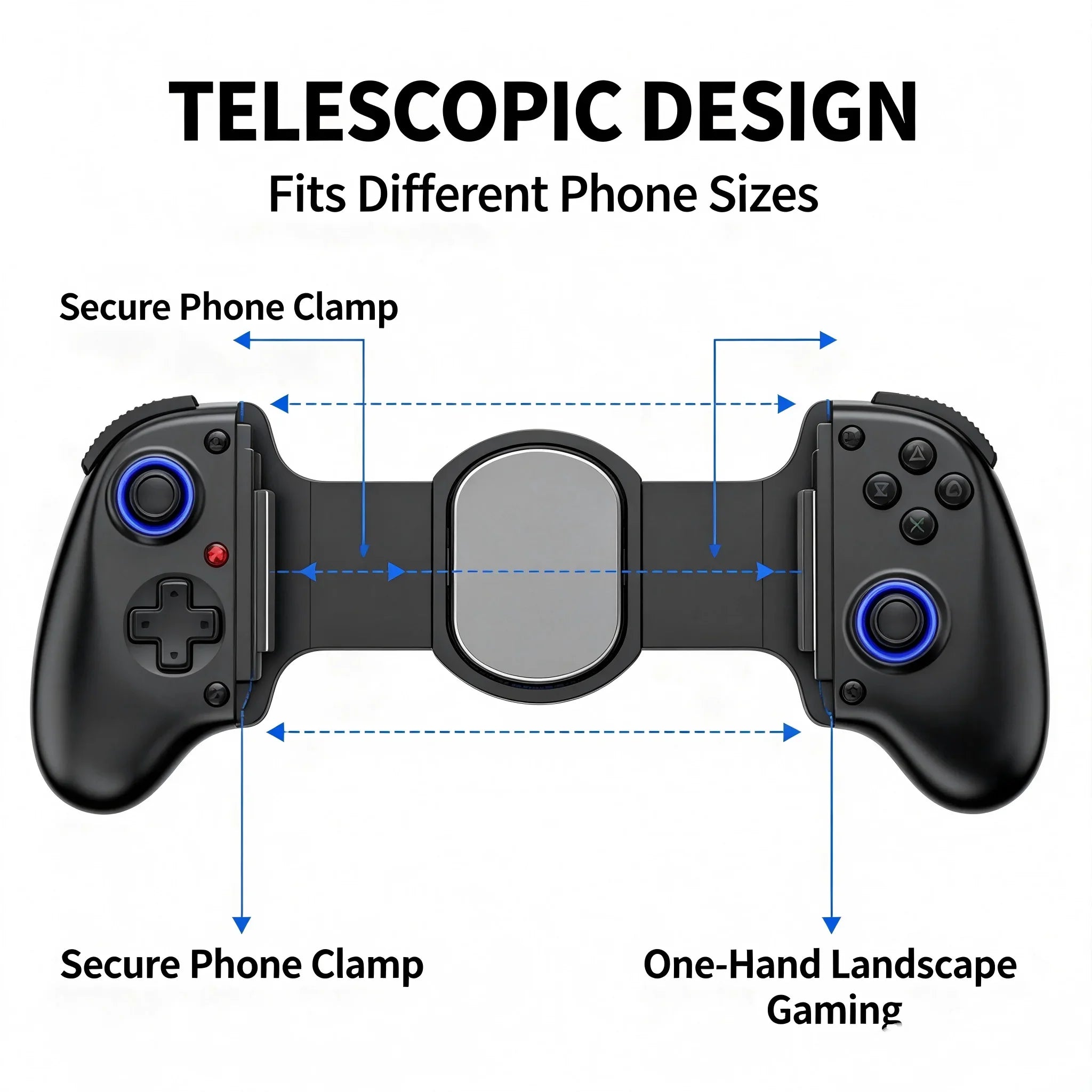 Bluetooth Mobile Game Controller for Switch/iOS/Android/Tablets Wireless Gamepad- Hall Effect D11 Telescopic Joysticks for PC