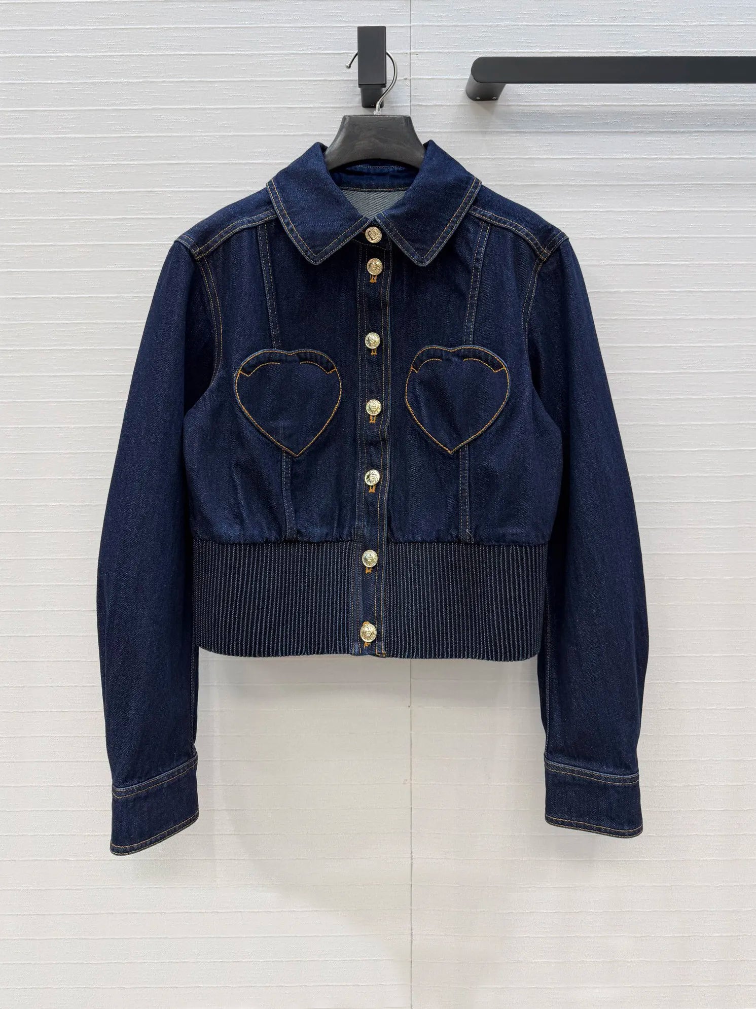 2026 Spring  Heart Pattern Cotton Denim Jacket & Jeans Set for Women