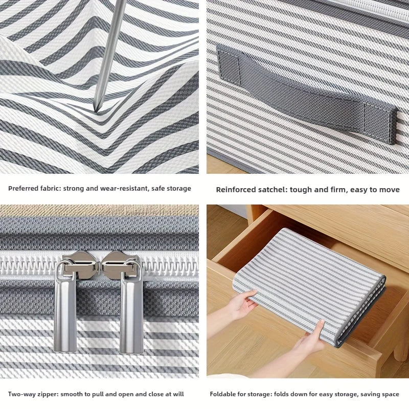 Large Capacity Clothes Storage Bag Heavy Duty Non-woven Organizer Box Clear Window for Comforters Blankets Bedding Under Bed