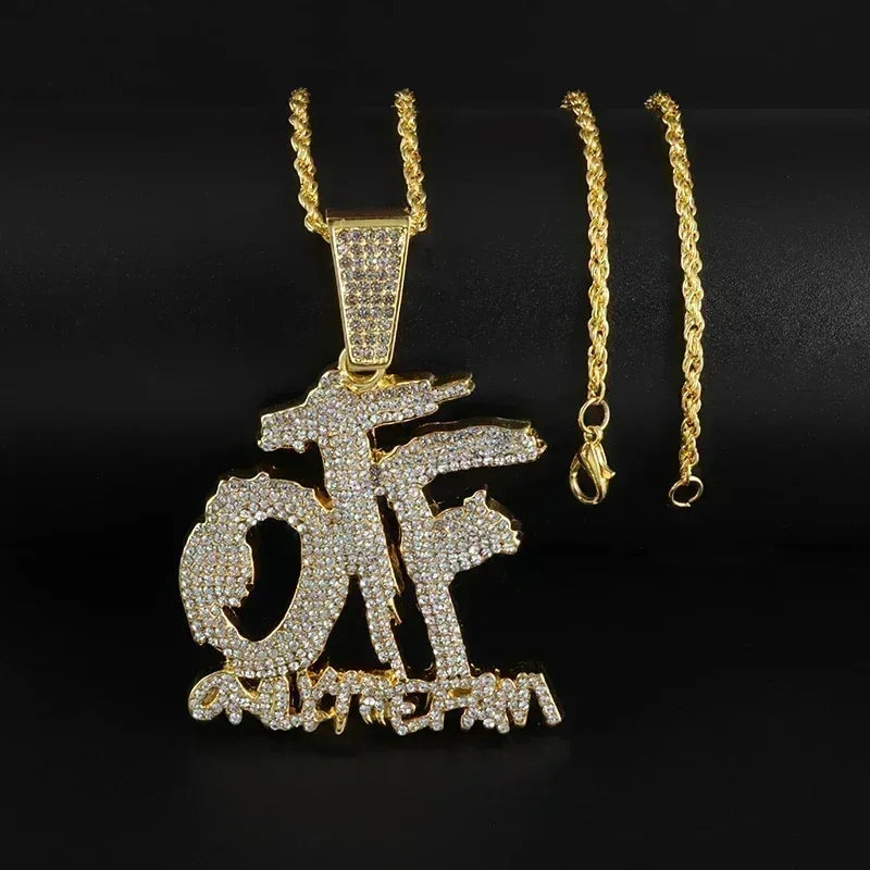 Ice Out Zircon Polite Gesture Middle Finger Necklace Men Women Punk Hip Hop Rap Rock Party Jewelry Gift