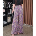2025  High Waist Summer New Style Printing Pocket Sunscreen Ice Silk Pants Fashion Loose Temperament Wide Leg Straight Trousers