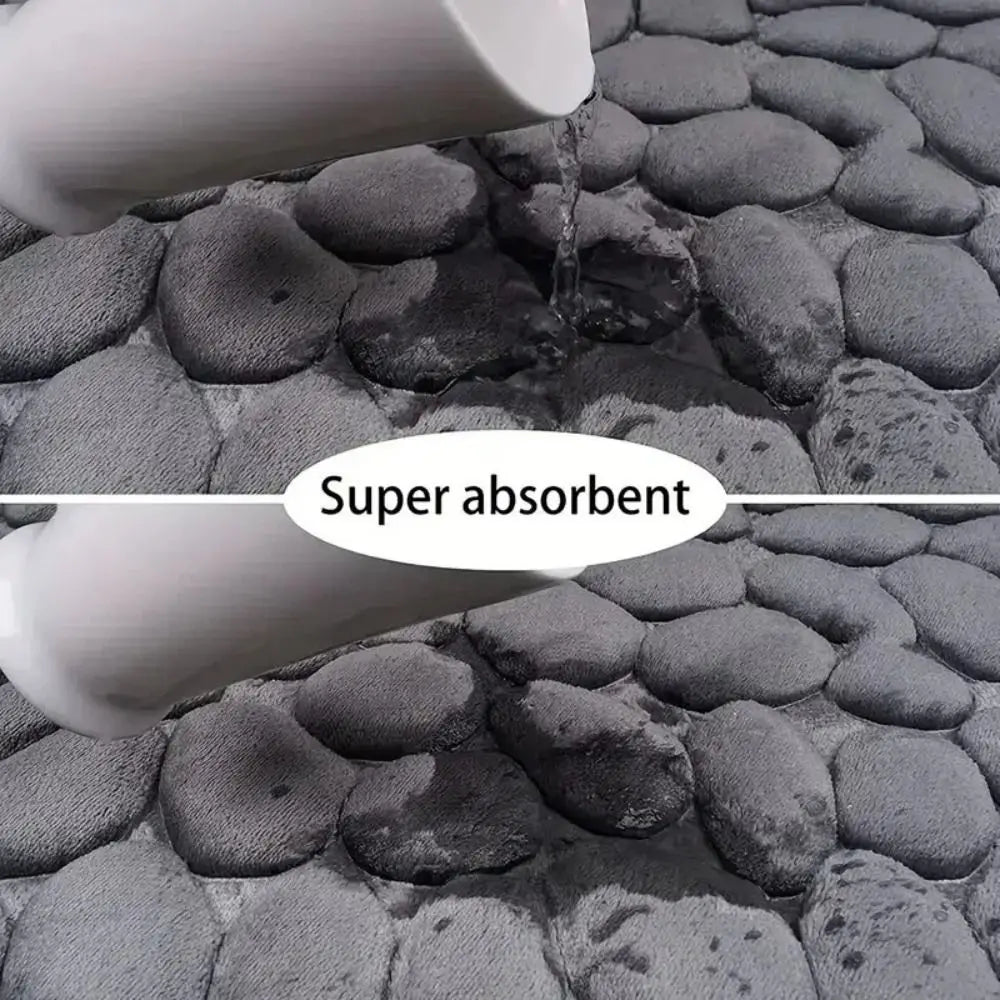 Cobblestone Embossed Bath Mat Non-slip Carpets Water Absorption Washable Bathtub Floor Rug Shower Doormat Bathroom Decor