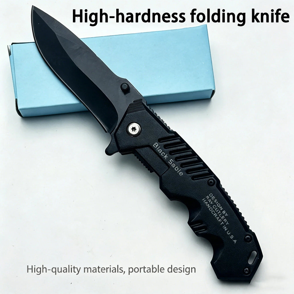 This multi-functional all-in-one folding knife is a portable tool for outdoor camping, hiking, survival, and household peeling