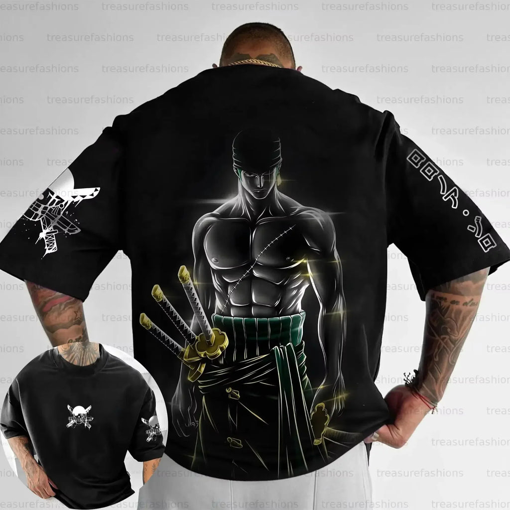 Summer Y2k Anime One Piece Zoro Graphic T-shirt Men Women Oversized Casual Short Sleeve Tees Tops Streetwear Fashion 2025 Unisex