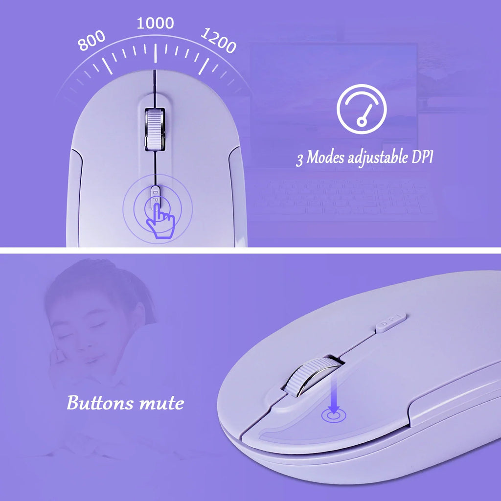 Fashion Wireless Keyboard and Mouse Combo Gamer Silent Keyboards Mouse Set Ultra Thin Office PC Ergonomic Gaming Pink Keypad