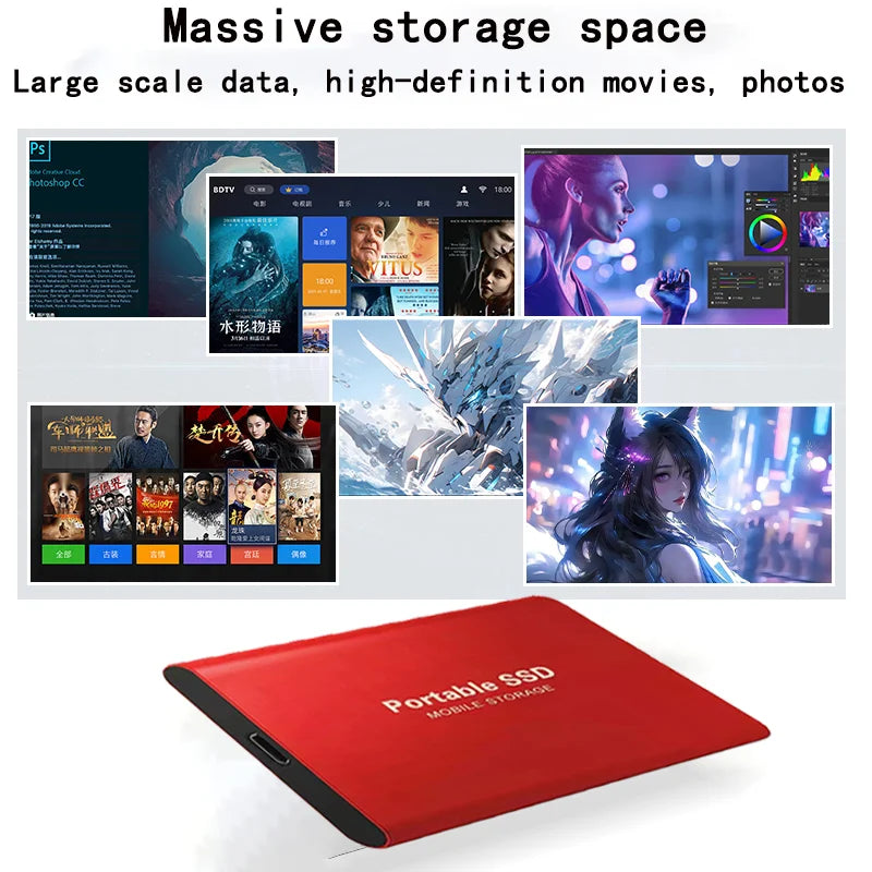 16TB Large Capacity External Hard Drive Quiet Operation Mobile Storage