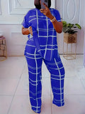 Short Sleeve 2 Piece Women Sets 2025 Spring Summer Matching Sets Stripe Print Two Pieces Sets Top Pants Suits Outfits Clothing