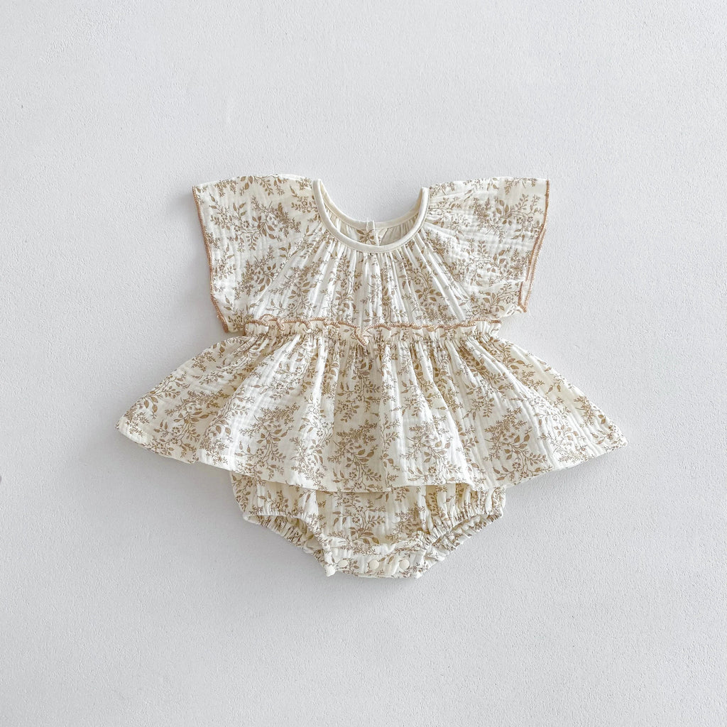 Summer Baby Grils Romper Infant Jumpsuit Casual Floral Cap Sleeves Baby Bodysuit 0-2 Years Old