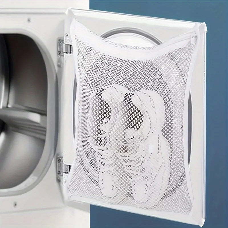 Reusable Sneaker Dryer & Washer Bag, Honeycomb Mesh with Zipper & Strap, Elastic Adjuster for Most Dryer Doors, Easy To Install