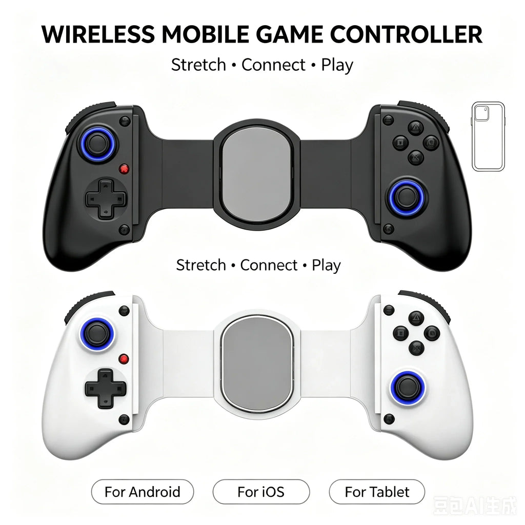 Bluetooth Mobile Game Controller for Switch/iOS/Android/Tablets Wireless Gamepad- Hall Effect D11 Telescopic Joysticks for PC