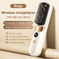 Hair Straightener Brush USB Rechargeable with LCD Display Ceramic Comb for Smooth Hair Styling at Home and Travel