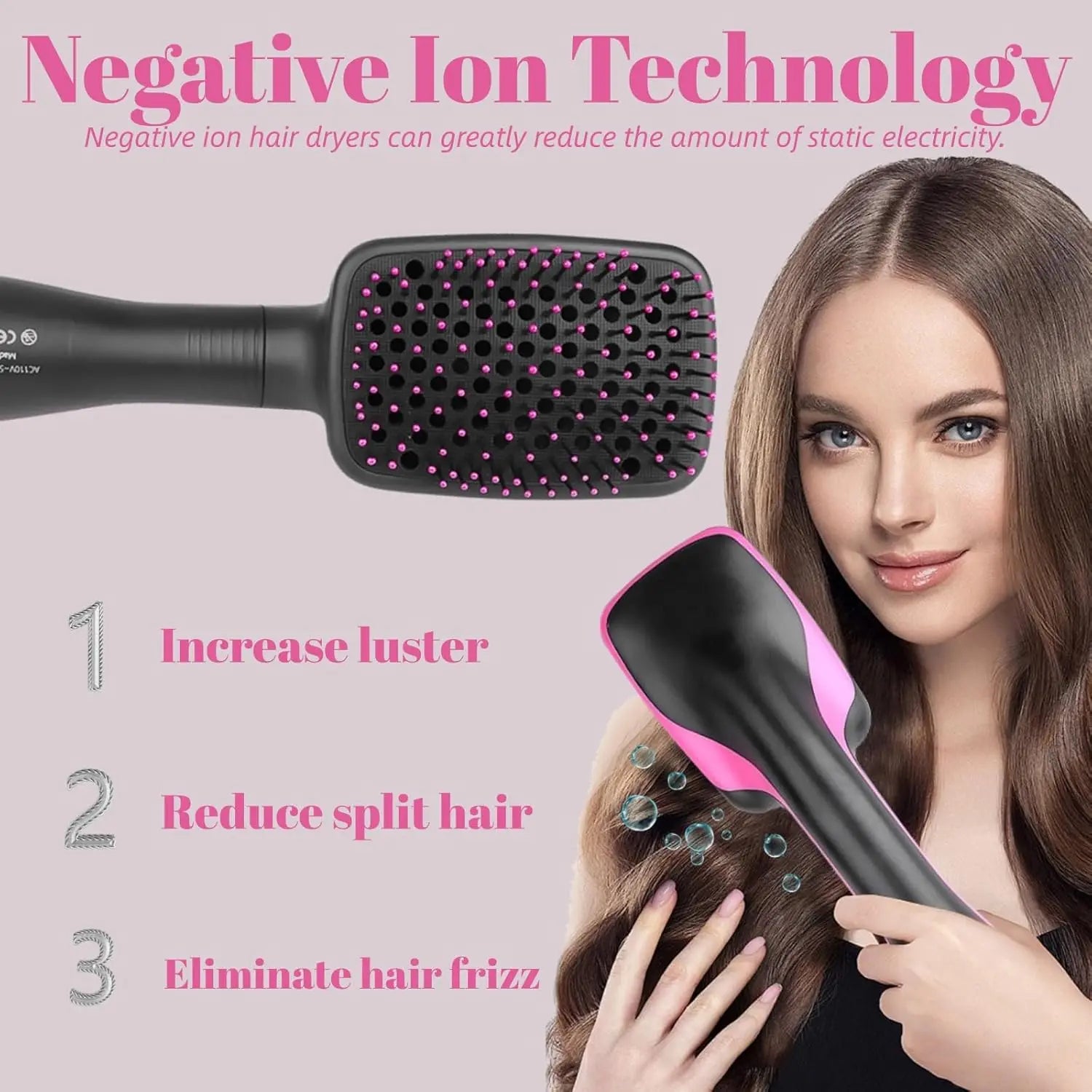 2 in 1 Hot Air Comb, with High-Speed Ion Airflow, Use Air to