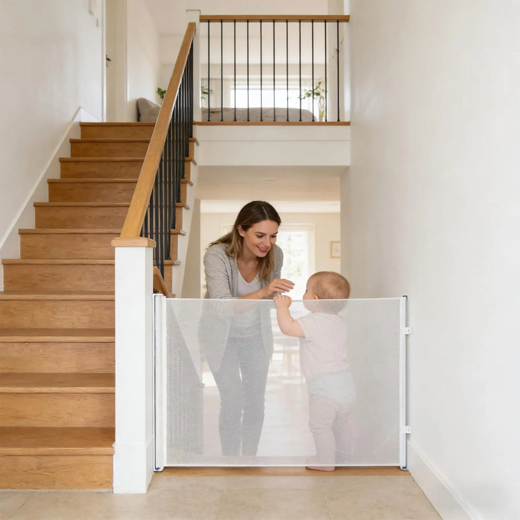 Dog Gate No Drilling Retractable Small Fence Dog Stairway Safety Barrier Enclosure for Outdoor Indoor Hallway Staircase Porch