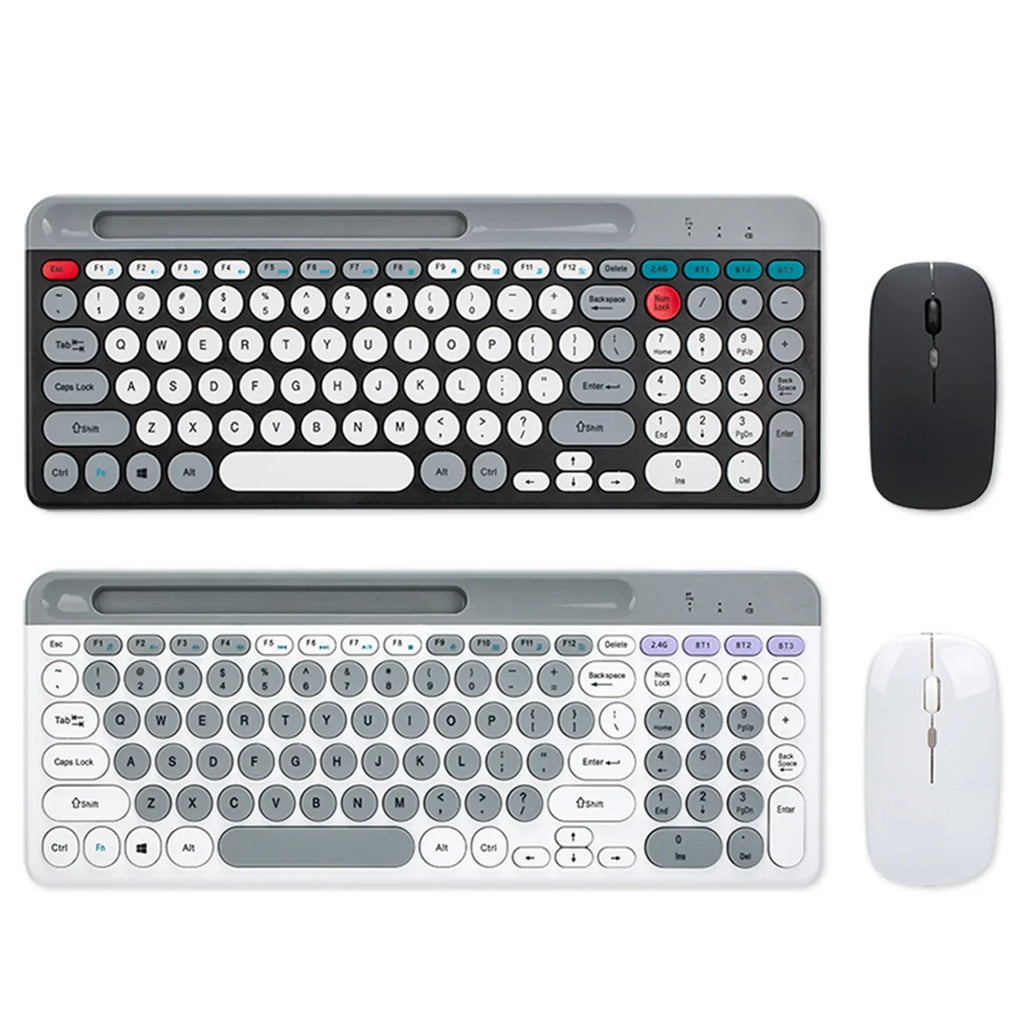 Dual-mode Wireless Keyboard & Mice Combo 2.4G Bluetooth 5.0 Membrane Keyboards BT 3-Channels Rechargeable Key Board Mouse for PC