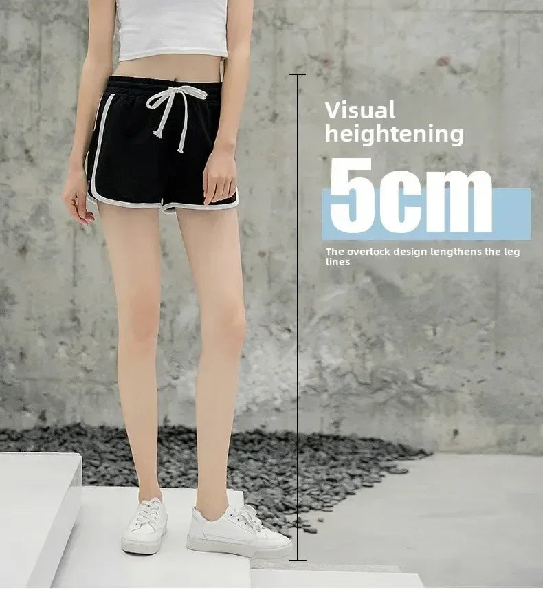 Women Striped Casual Shorts Korean Harajuku Loose All Match Sports Shorts Summer Fashion Simple Yoga Thin Mini Shorts Female