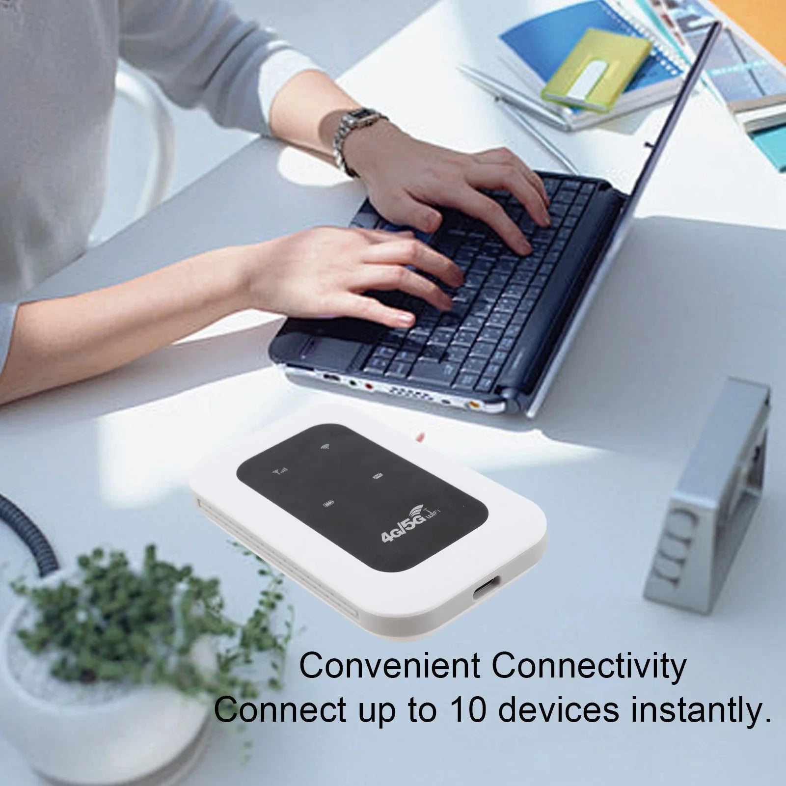 Portable 300Mbps 4G WiFi Hotspot Plug and Play Support 10 Devices Travel Mobile Hotspot with SIM Card Slot for Motorhome