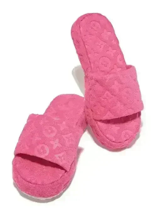 Fur Slippers for Women Flower Slides