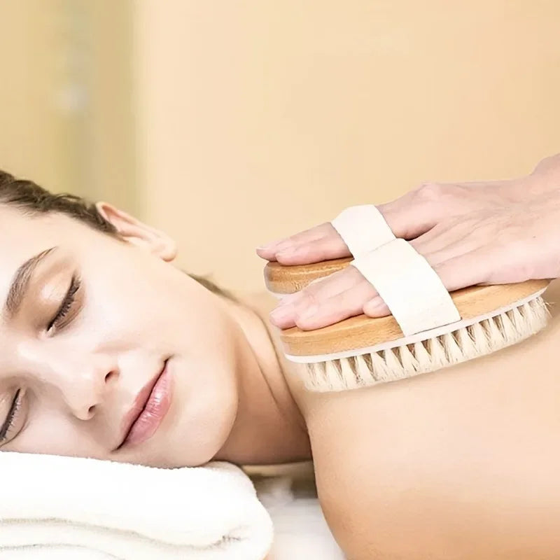 Natural Bristle Shower Brush | Gentle Exfoliating & Skin Renewal | Home Spa Massager | Perfect for Back Scrubbing & Body Care