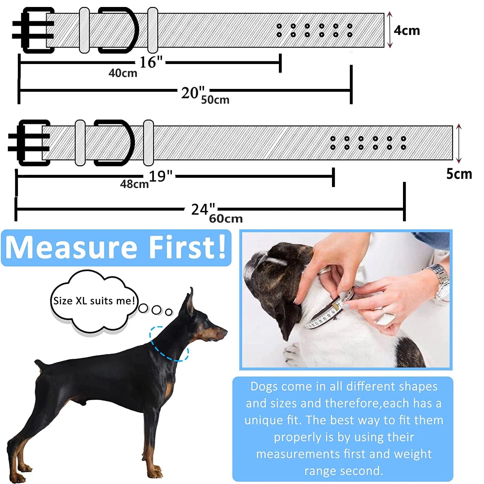 Heavy Duty Wide Military Thick Dog Collars for Large Dogs Adjustable Strong Nylon Tactical Pet Collar with 2-Rows Metal Buckle