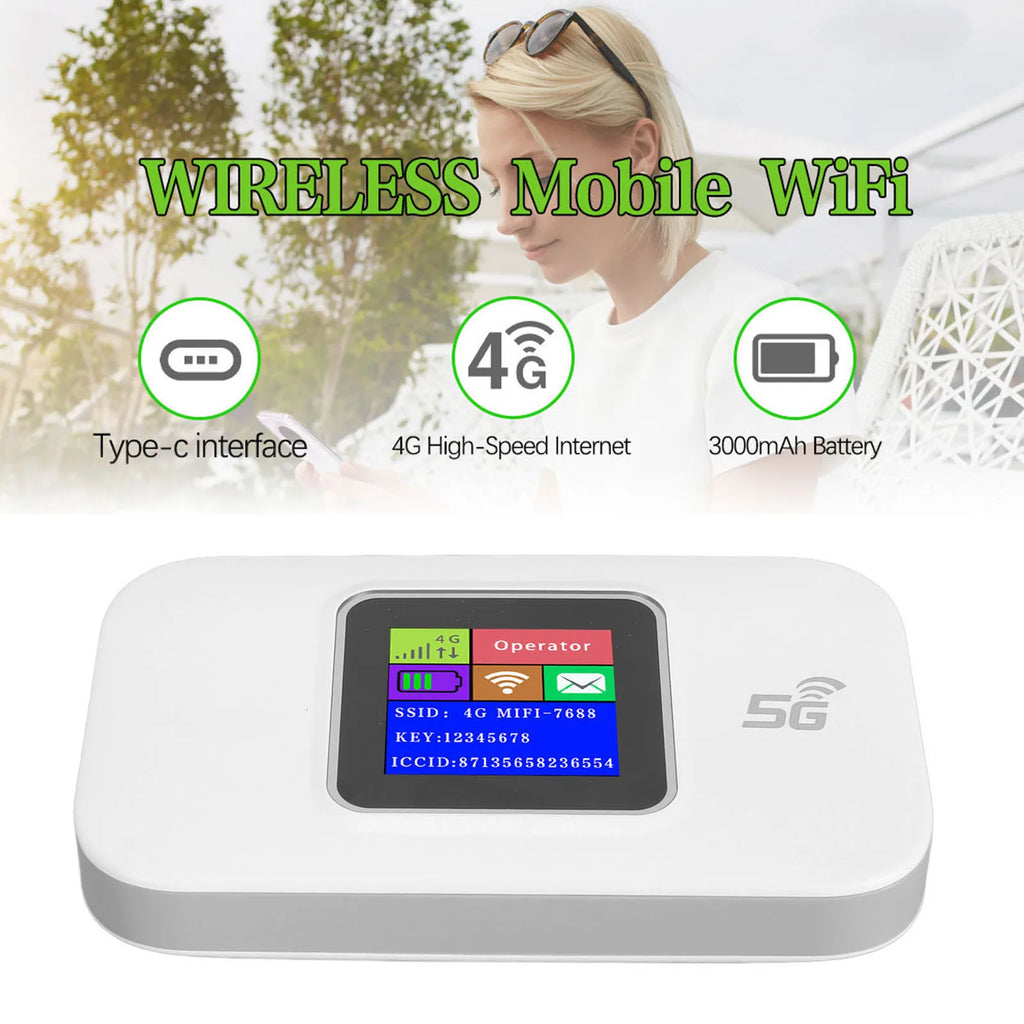 4G Portable WiFi LCD Display USB Powered Plug and Play Security Encryption Wireless Portable WiFi Router High Speed for Phones