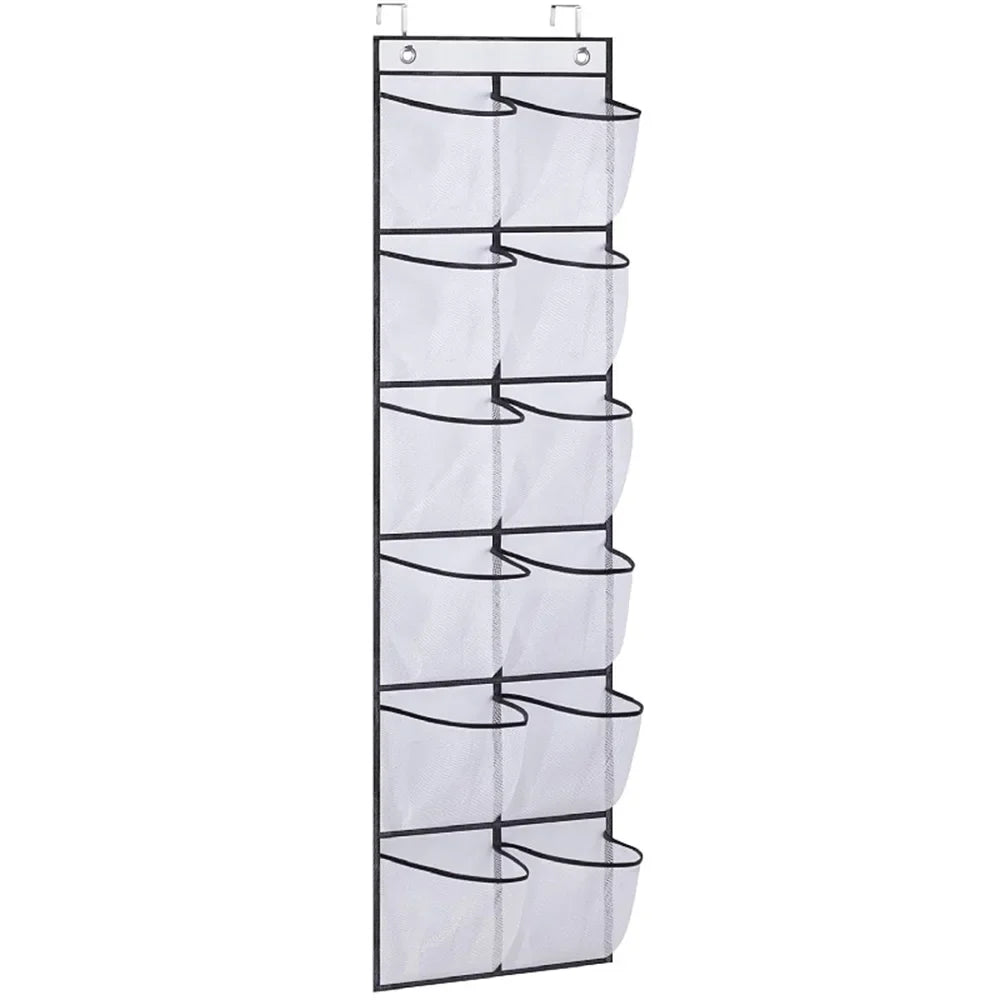 12 Pockets Over the Door Shoe Organizer Large Mesh Pockets with 2