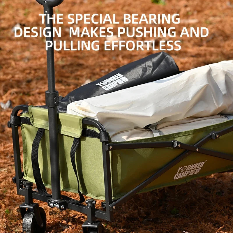 Large Capacity Collapsible Folding Utility Beach Wagon Cart Heavy Duty Fold Wagon Outdoor Trolley Portable Camping Cart