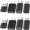 8pcs USB to USB C Adapter, USB Type C Female to USB Adapter, Micro USB to USB C Female Male Converter Connector, for Laptop Car
