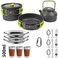2-3 Person Non-Stick Camping Cookware Set, Portable Outdoor Picnic Travel Tableware with Teapot