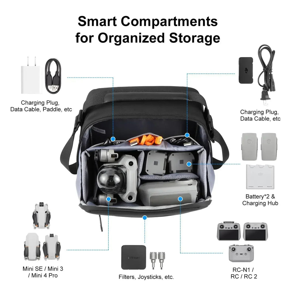 Drone Storage Bag Photography Camera Crossbody Shoulder Bag Waterproof PU Fabric For DJI Mini Series / Osmo Pocket Series
