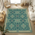 Red Oriental Area Rug Washable Geometric Polyester Carpet Bohemian Ethnic Style, Household Bedside Mat