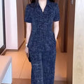 Mom Summer Short Sleeve Set New Loose Two-Piece Set Middle-aged Elderly