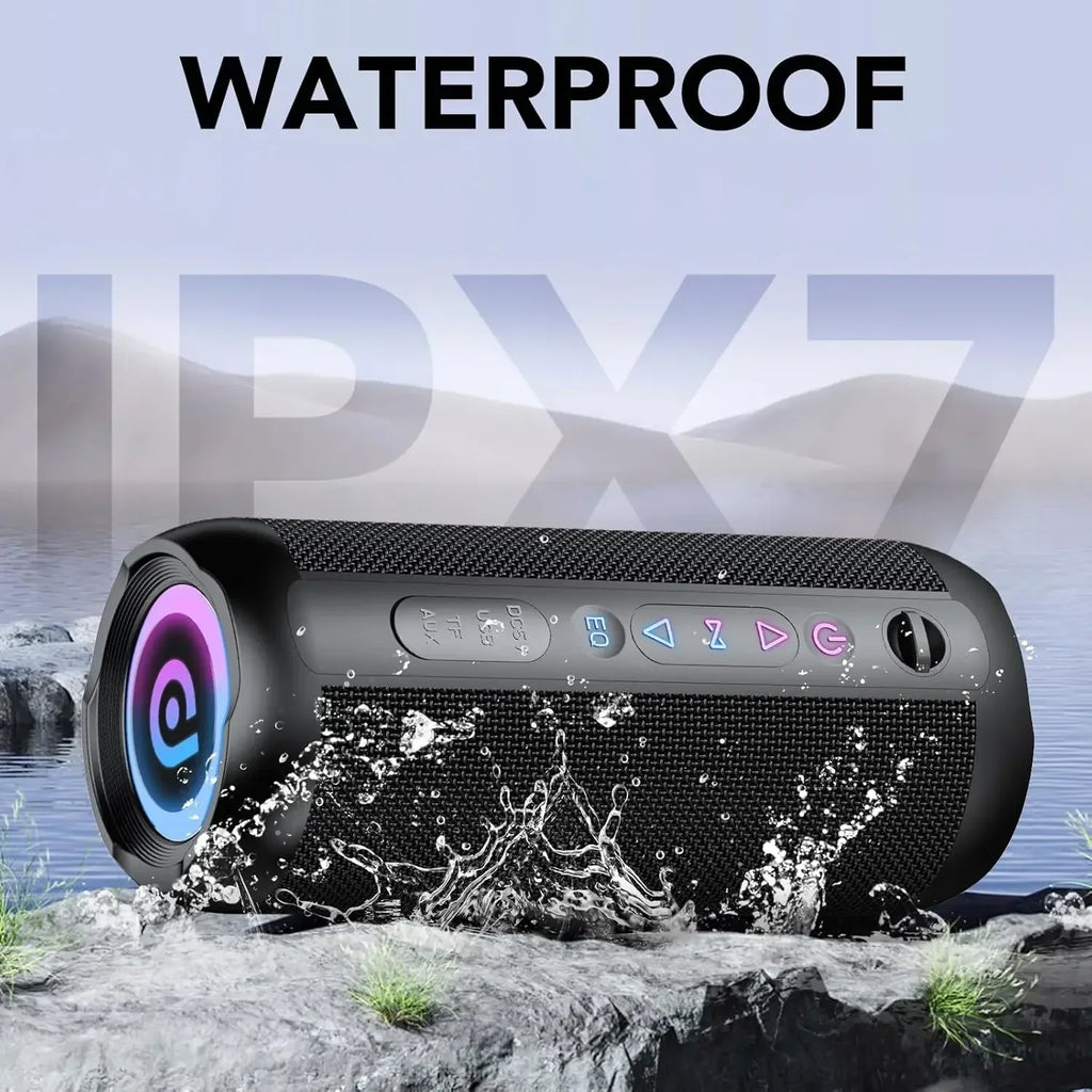 Portable Bluetooth Speaker, Bluetooth 5.4 Speaker, 30W Dual Speaker, Deep Bass, 30H Playtime, 3 EQ Mode, Colorful RGB Lights